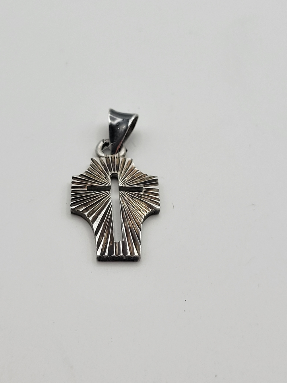Sterling Silver Mexico 925 Engraved Cross with cut out detail pendant